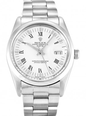 rolex oyster perpetual date 34mm quadrante bianco 15000