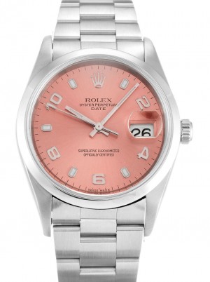 rolex oyster perpetual date 34mm quadrante salmone 15200