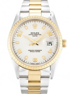 rolex oyster perpetual date 34mm quadrante bianco 15223
